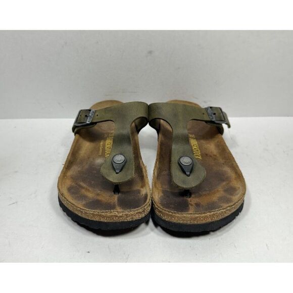Birkenstock Gizeh Thong Sandal Green Oiled Leather Women's Size 7 / 38 - Picture 2 of 8